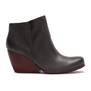 Kork-Ease Wedge Bootie Leather Charcoal Grey Size 7